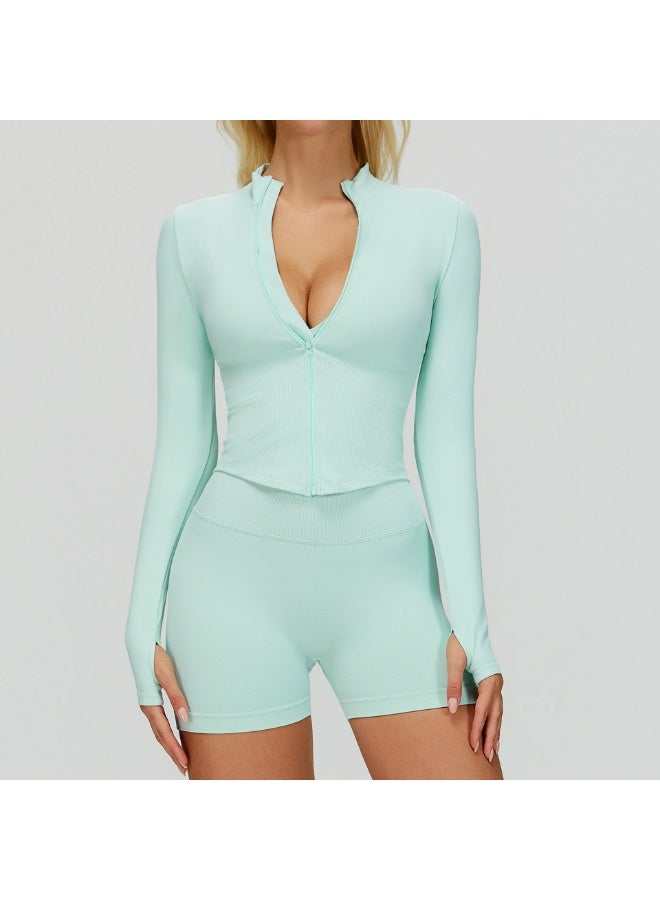 general Yknktstc Women Workout Jacket Full Zip Athletic Tops Cropped Shirt with Thumbholes Quick Dry Running Yoga Casual Wear - Image 1